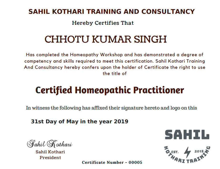 Certified Homeopathic Practioner